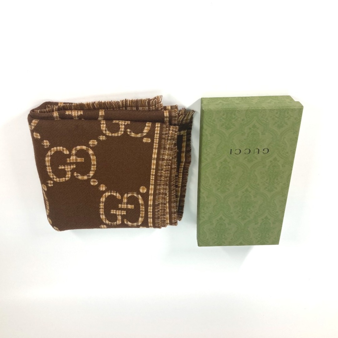 Gucci(グッチ)のグッチ GUCCI GG チェック 660025 フリンジ マフラー ウール ブラウン 未使用 メンズのファッション小物(マフラー)の商品写真