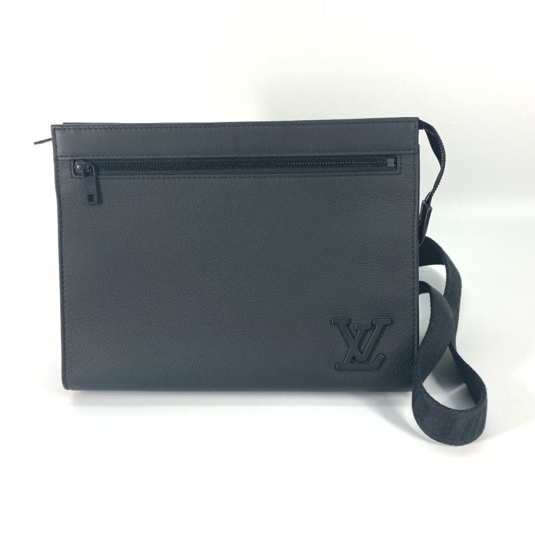 ファスナー外側ルイヴィトン LOUIS VUITTON メッセンジャーヴォワヤージュ M59329 LVアエログラム 2WAY クラッチバッグ 斜め掛け ショルダーバッグ トリヨンレザー ブラック 美品