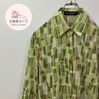 BODY DRESSING Deluxe - BODY DRESSING Deluxe アート シアー 七分袖 シャツ 古着