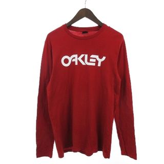 オークリー(Oakley)のオークリー Tシャツ カットソー 長袖 ロンT クルーネック プリント 赤 M(Tシャツ/カットソー(七分/長袖))