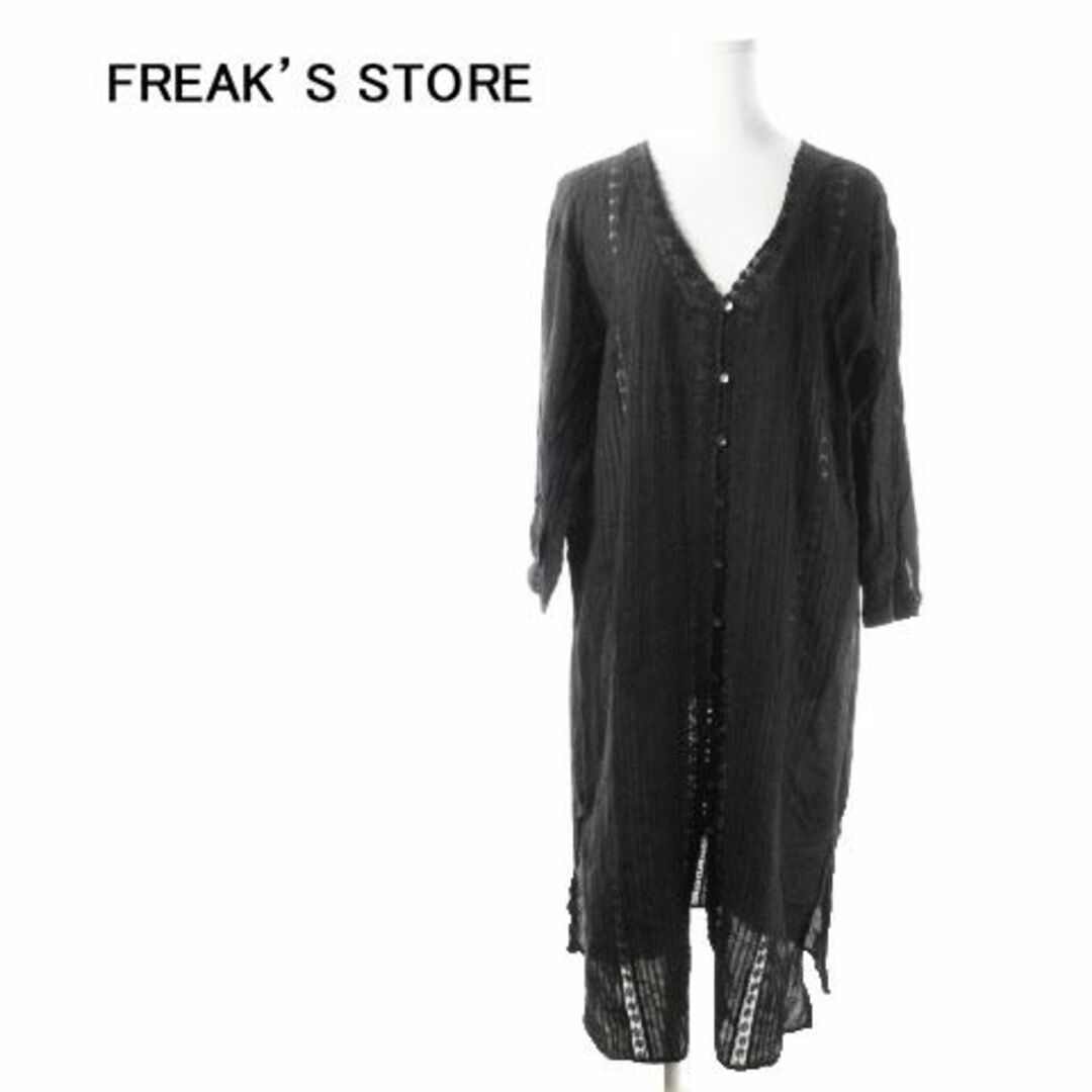 FREAK'S STORE(フリークスストア)のフリークスストア ロング長袖カーディガン レース F 黒 210629MN2A レディースのトップス(カーディガン)の商品写真