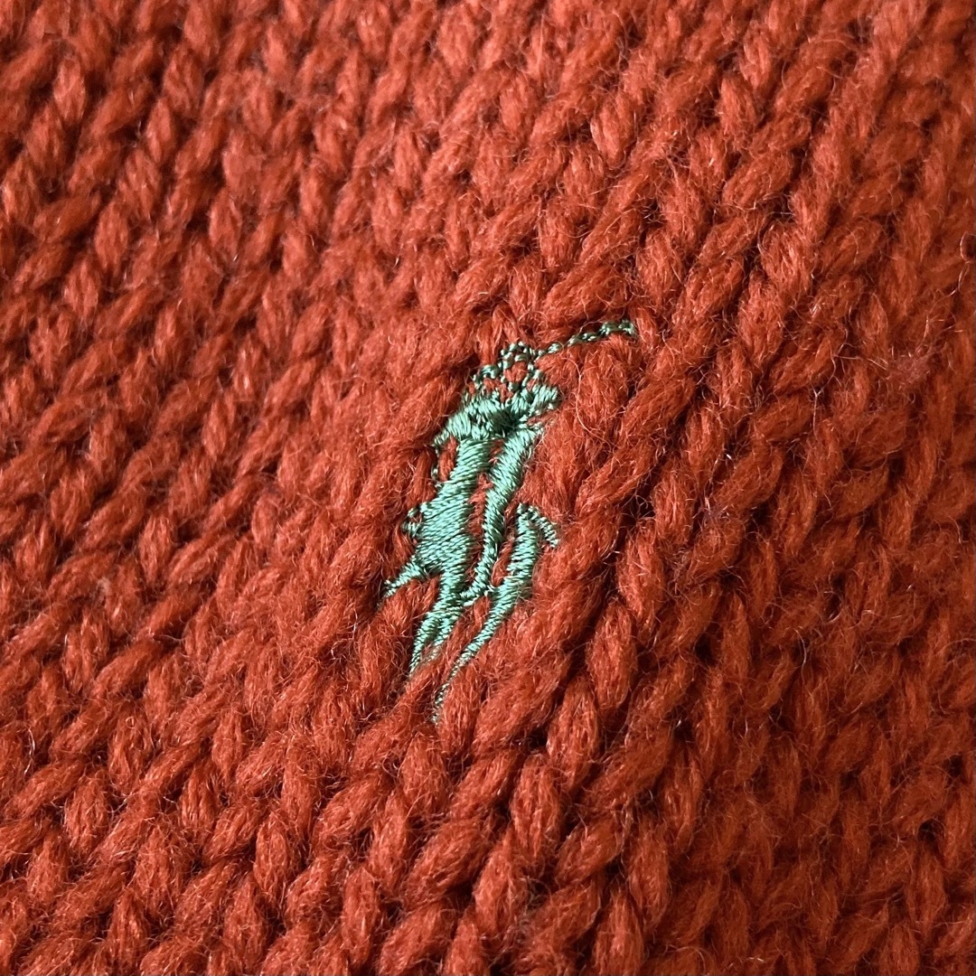 Ralph Lauren(ラルフローレン)の80s ビンテージ ラルフローレン ロゴ刺繍 ローゲージ ニット セーター 朱赤 レディースのトップス(ニット/セーター)の商品写真