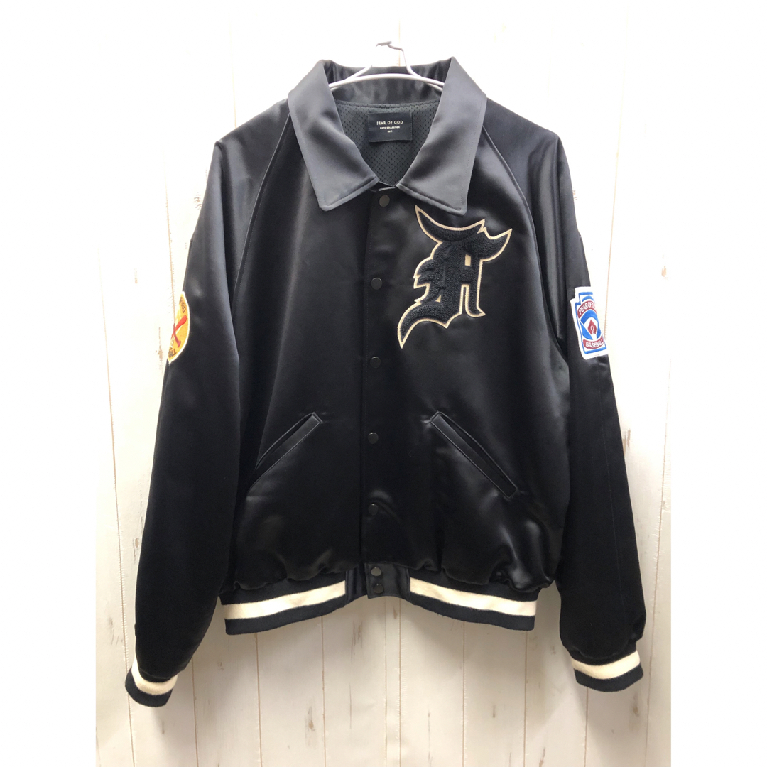 FEAR OF GOD 5th サテンベースボールコーチジャケット 黒 FEAR OF GOD 5th サテンベースボールコーチジャケット 黒