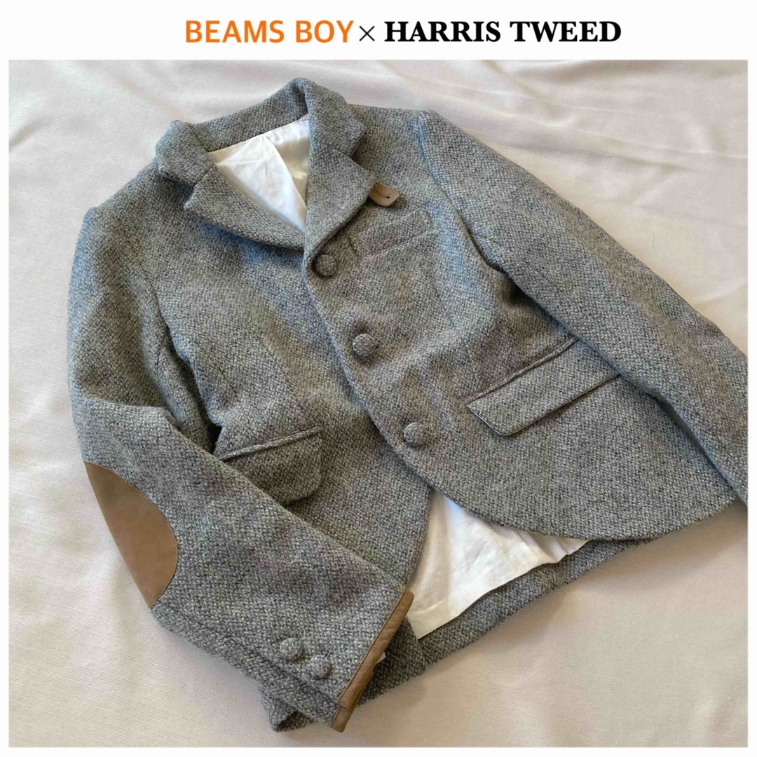Harris Tweed(ハリスツイード)のビームスボーイ ハリスツイード レザー エルボーパッチ テーラードジャケット レディースのジャケット/アウター(テーラードジャケット)の商品写真