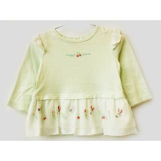 mezzo piano - 【春物 新入荷!】[メゾピアノ/mezzo piano]90cm 長袖Tシャツ/長袖カットソー/ロンT グリーン×白 '22年製【中古】子供服 キッズ kids ベビー服 baby 女の子 春夏 tops 402042