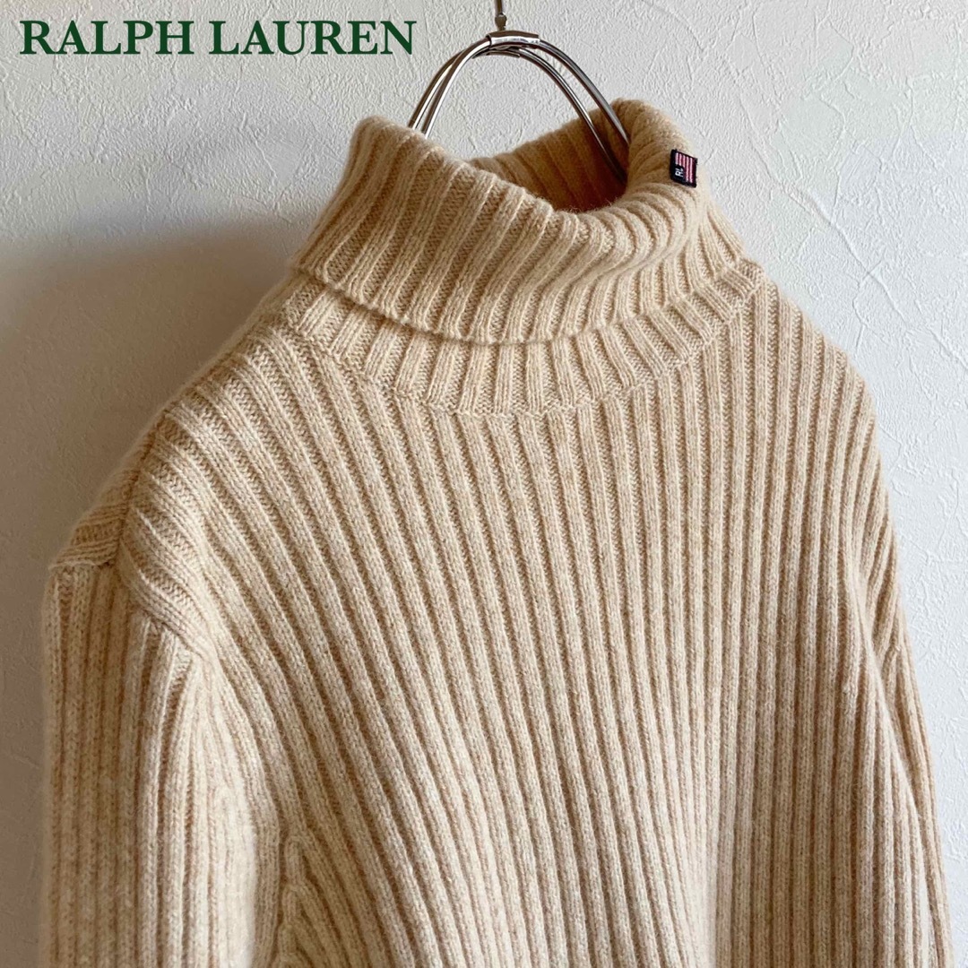 Ralph Lauren(ラルフローレン)のポロジーンズ ラルフローレン 星条旗 ロゴ リブ タートルネック ニット S レディースのトップス(ニット/セーター)の商品写真