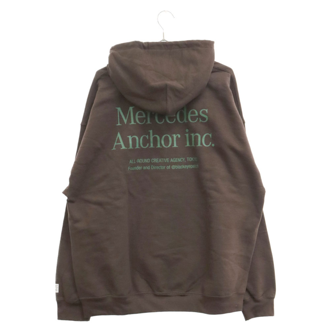 55センチ肩幅Mercedes Anchor Inc. メルセデスアンカーインク Hoodie Sweat ロゴプリント プルオーバーパーカー フーディースウェット ブラウン