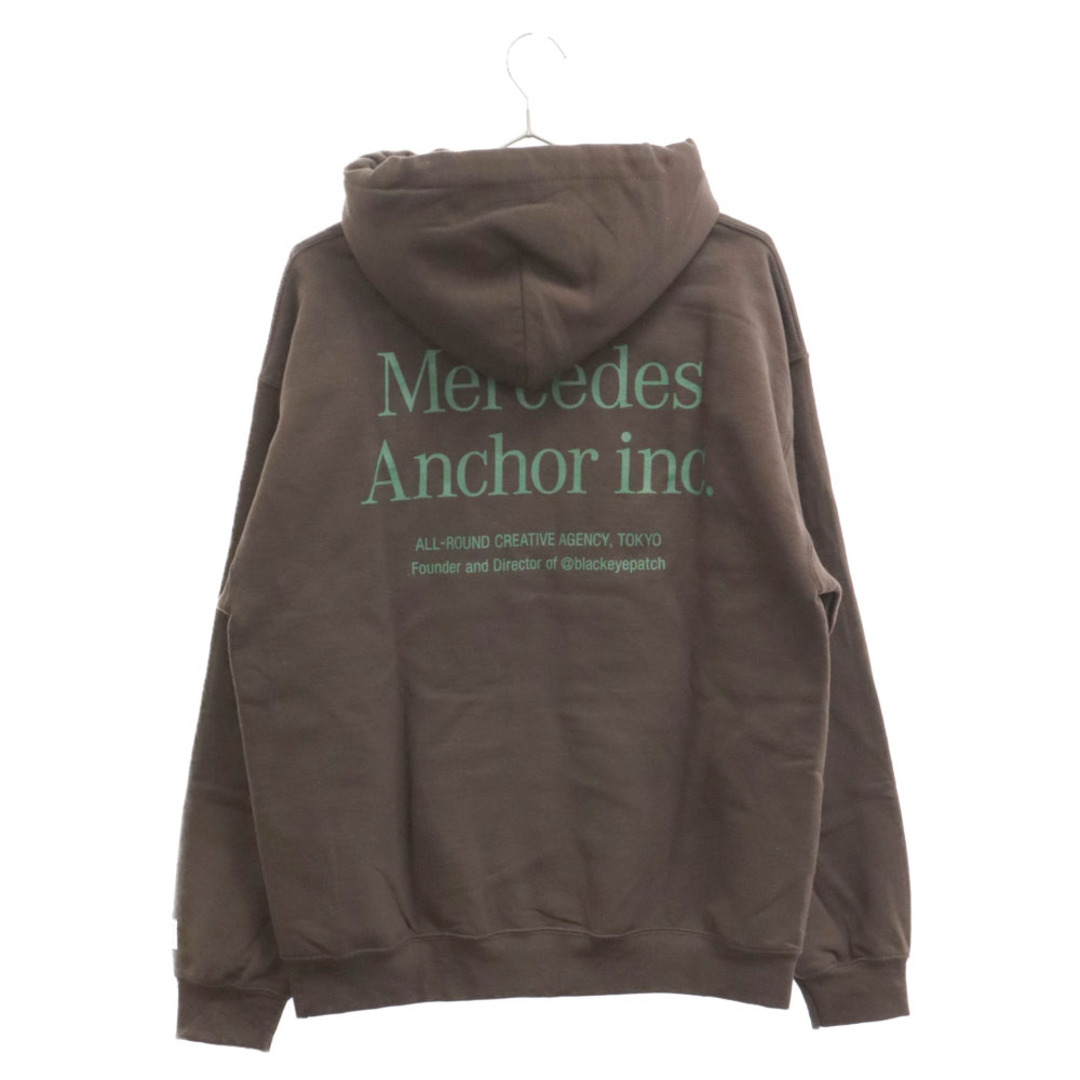 65センチ身幅Mercedes Anchor Inc. メルセデスアンカーインク Hoodie Sweat ロゴプリント プルオーバーパーカー スウェットフーディー ブラウン