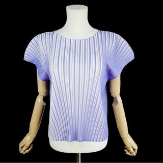 プリーツプリーズイッセイミヤケ(PLEATS PLEASE ISSEY MIYAKE)の【未使用品級】美COLOR　プリーツプリーズ　ストライプ　カットソー　トップス(カットソー(半袖/袖なし))