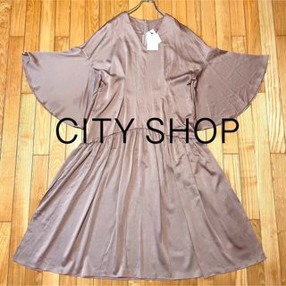 シティショップ(CITYSHOP)の【タグ付き未使用】シティショップ　ワンピース　ドレス　フレアスリーブ(ロングワンピース/マキシワンピース)