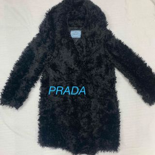 プラダ(PRADA)のPRADA プラダ　モヘア&シルク　ファーコート　黒　イタリア製(毛皮/ファーコート)