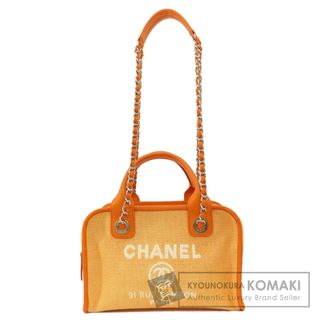 シャネル(CHANEL)のCHANEL ドーヴィル ボーリングバッグ シルバー金具 ハンドバッグ キャンバス レディース(ハンドバッグ)