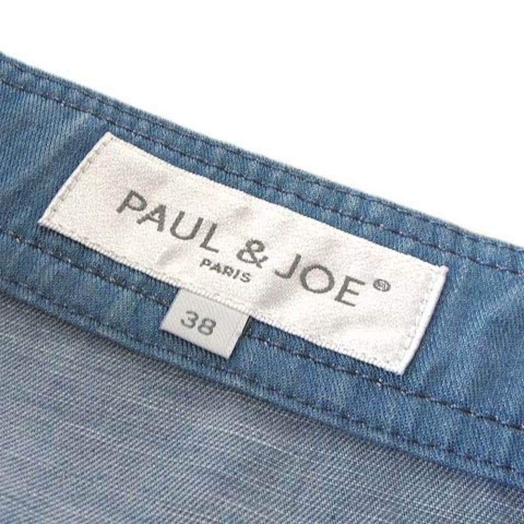 PAUL & JOE(ポールアンドジョー)のポール＆ジョー スカート シャンブレー フレア ラップ フロント ロゴボタン M レディースのスカート(ひざ丈スカート)の商品写真