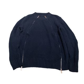 サカイ(sacai)のsacaiダブル ジップ ニット ネイビー メンズ(ニット/セーター)