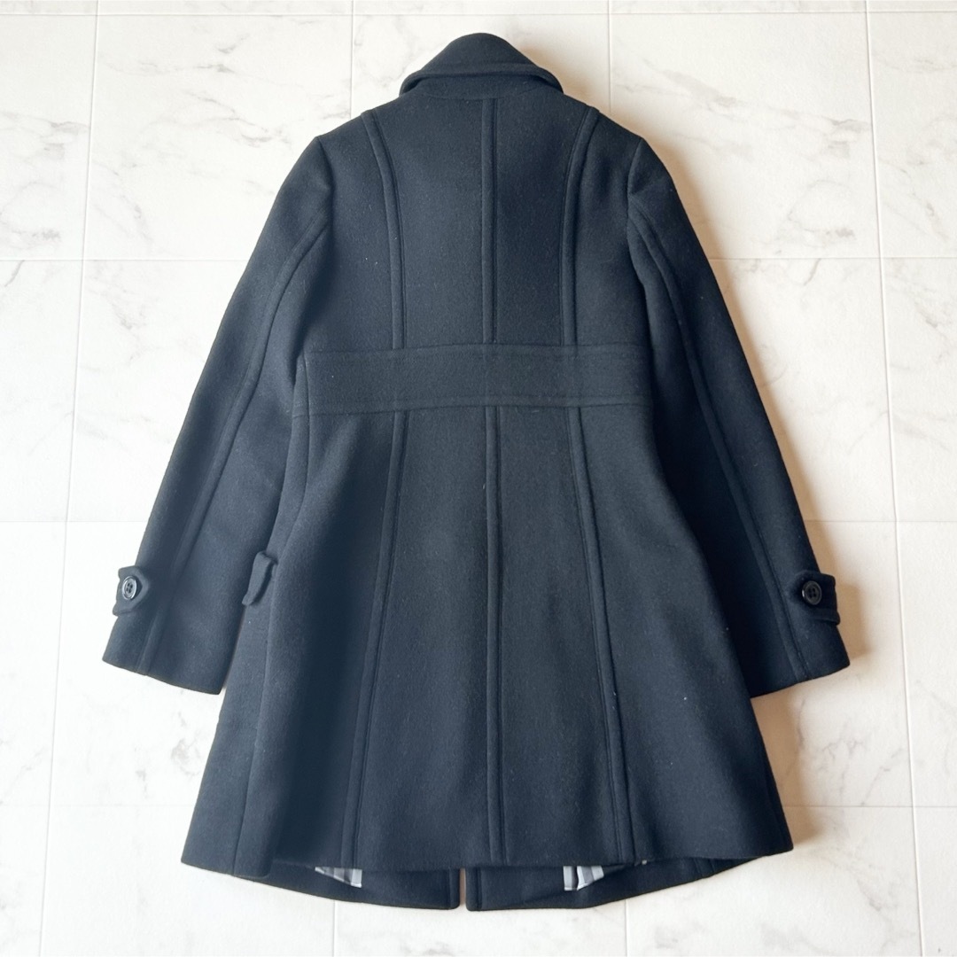 BURBERRY アンゴラ混ロングコート BLACK黒 裏地チェック柄 38 BURBERRY アンゴラ混ロングコート BLACK黒 裏地チェック柄 38