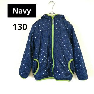 マックハウス(Mac-House)の【匿名配送】Navy　キッズ 裏ボア ジャンパー　アウター　130cm　ドット柄(ジャケット/上着)