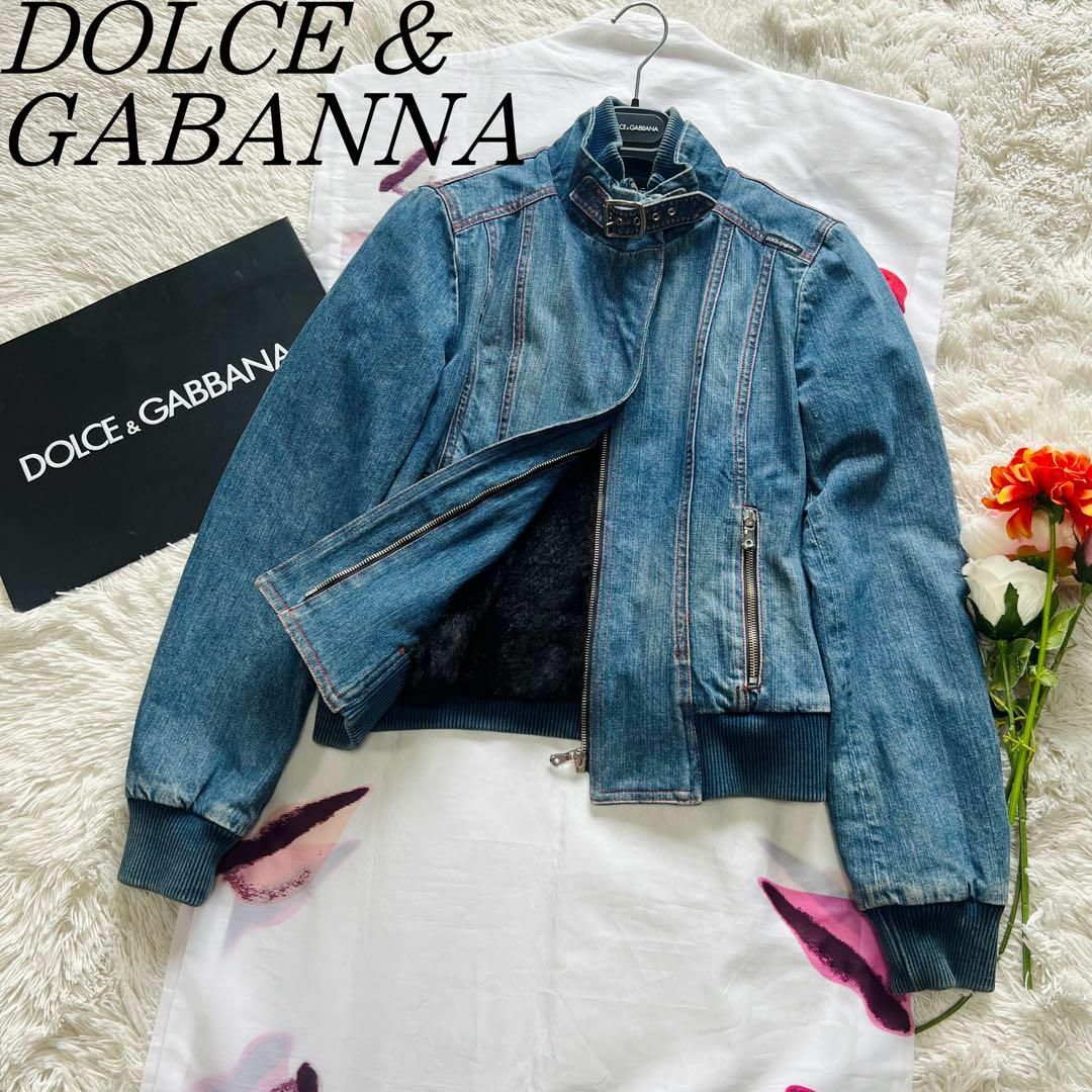 DOLCE&GABBANA(ドルチェアンドガッバーナ)の【美品】DOLCE&GABANNA デニムジャケット ファーライナー付き 40 レディースのジャケット/アウター(Gジャン/デニムジャケット)の商品写真