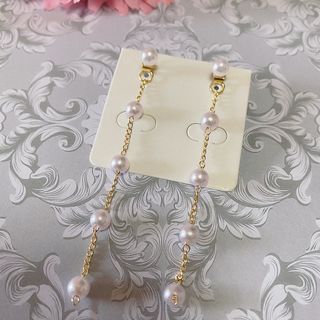 ロングパールチェーンバックキャッチピアス(ピアス)