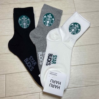 スターバックス(Starbucks)の韓国靴下☆レディースソックス☆スターバックス☆白黒グレー☆３色セット(ソックス)