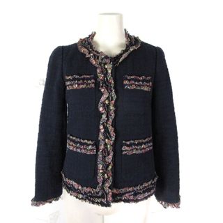 ジェイクルー(J.Crew)のジェイクルー ツイードジャケット シングル ノーカラー 紺 00 ■SM1(その他)