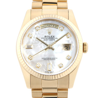 ロレックス(ROLEX)のロレックス デイデイト 8Pダイヤ/2Pバケットダイヤ 118238NA ホワイトシェル K番 メンズ 中古 腕時計(腕時計(アナログ))