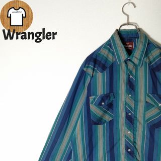 ラングラー(Wrangler)の【Wrangler ウエスタンシャツ L 海外古着 ダークカラー A652(シャツ)