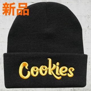 Cookies（クッキーズ） ニット帽　ビーニー　キャップ　ブラック×ゴールド(ニット帽/ビーニー)