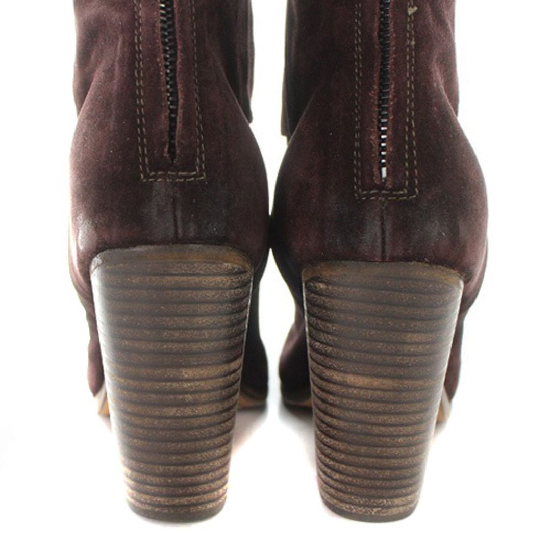 ラグ&ボーン スエード ショート ブーツ ハイヒール 38 25cm 紫 茶色 レディースの靴/シューズ(ブーツ)の商品写真
