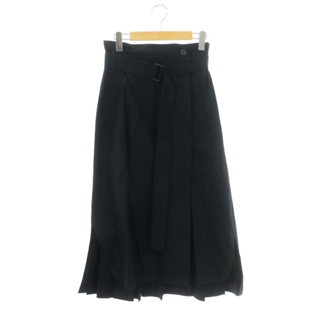 ADORE(アドーア)のアドーア ハイコンパクトコットンプリーツラップスカート ロング フレア 36 紺 レディースのスカート(ロングスカート)の商品写真