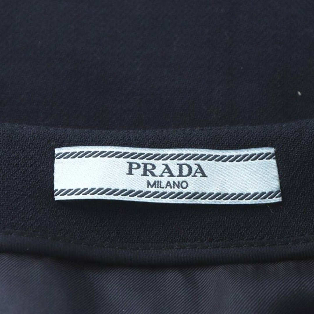 PRADA(プラダ)のプラダ フレアスカート ひざ丈 ウール 絹混 シルク混 36 XS 紺 レディースのスカート(ひざ丈スカート)の商品写真