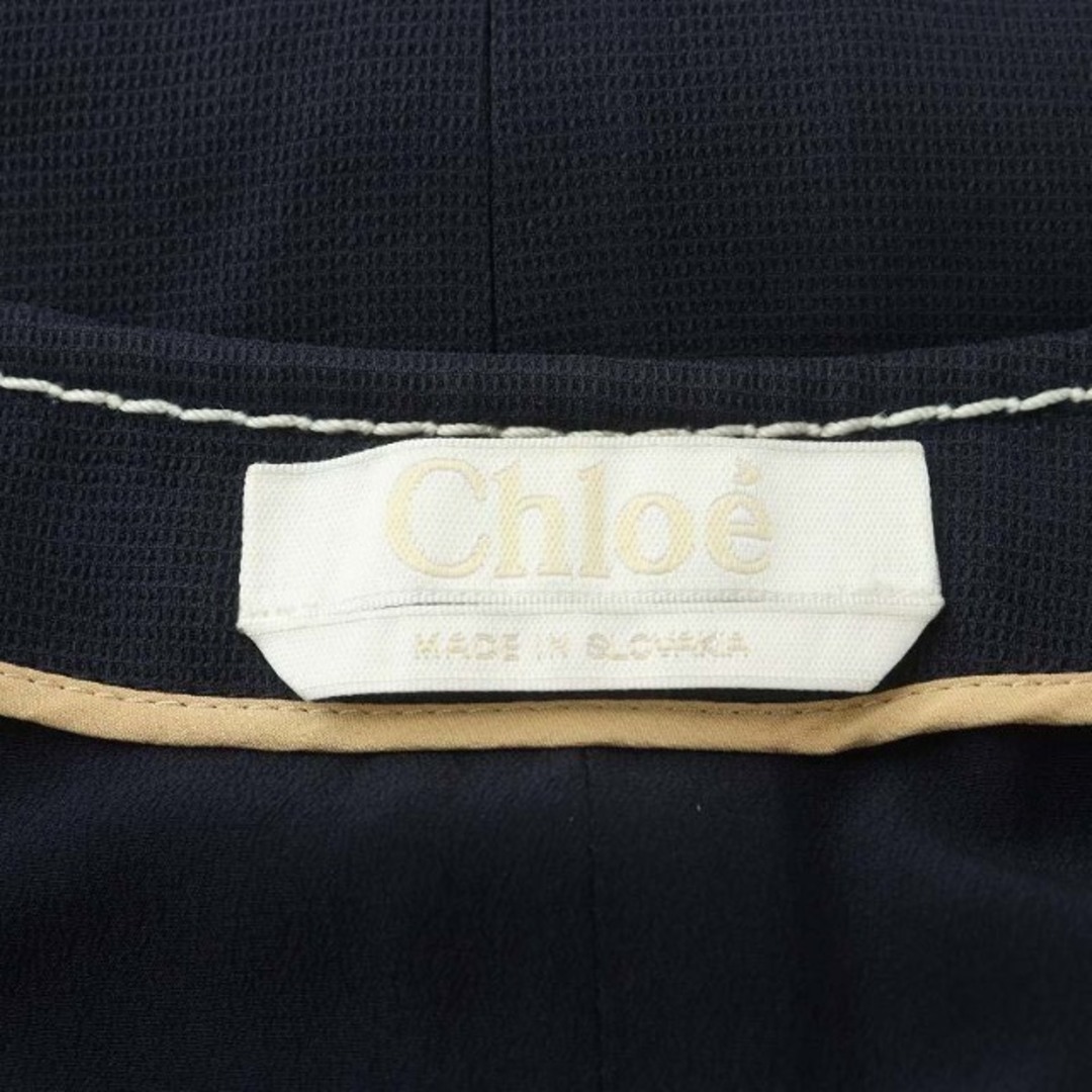 Chloe(クロエ)のクロエ CHLOE ワンピース ひざ丈 半袖 シルク 絹 34 S 紺 レディースのワンピース(ひざ丈ワンピース)の商品写真