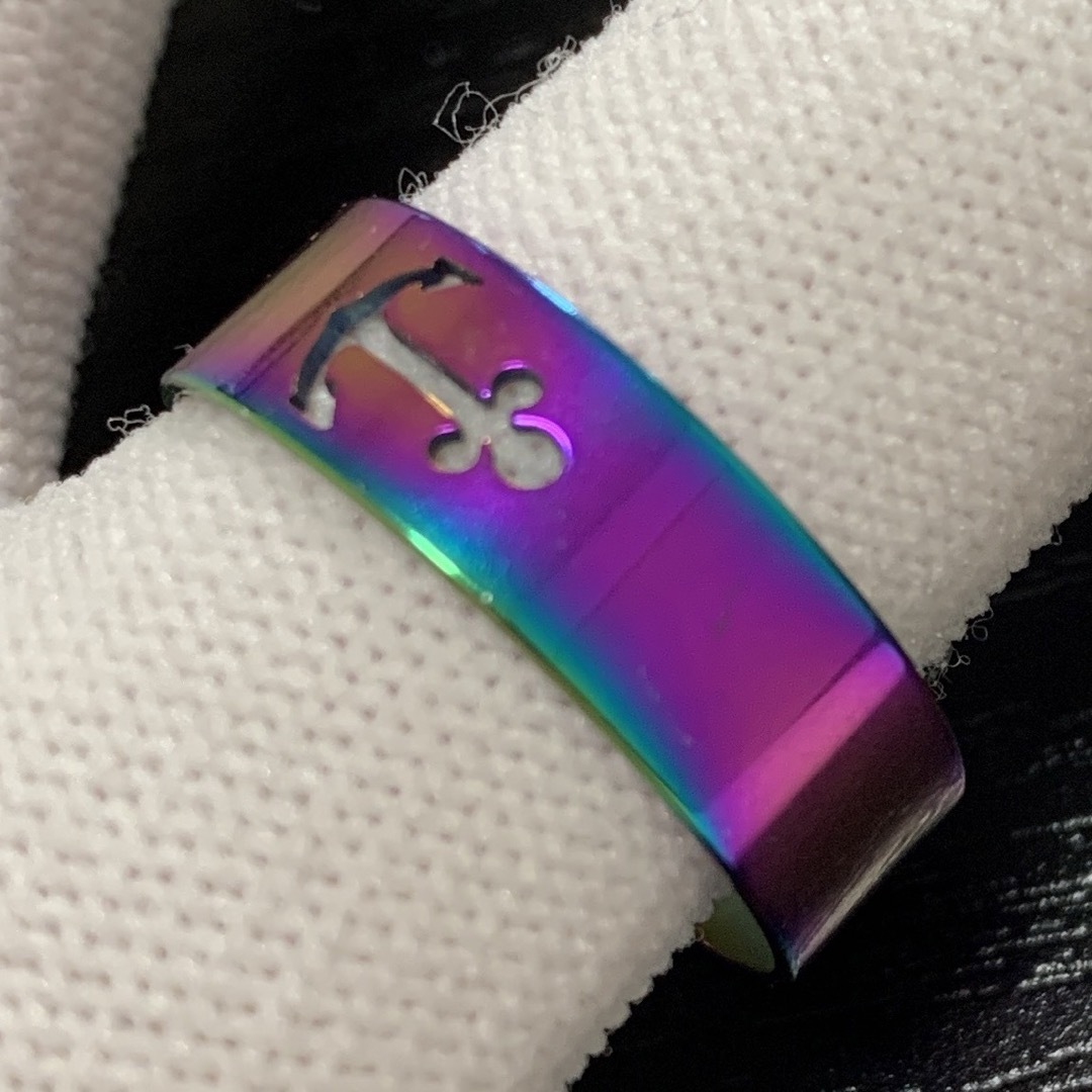 【r18】ステンレス　マリン　いかり　オーロラ　リング　指輪　22.5号 メンズのアクセサリー(リング(指輪))の商品写真