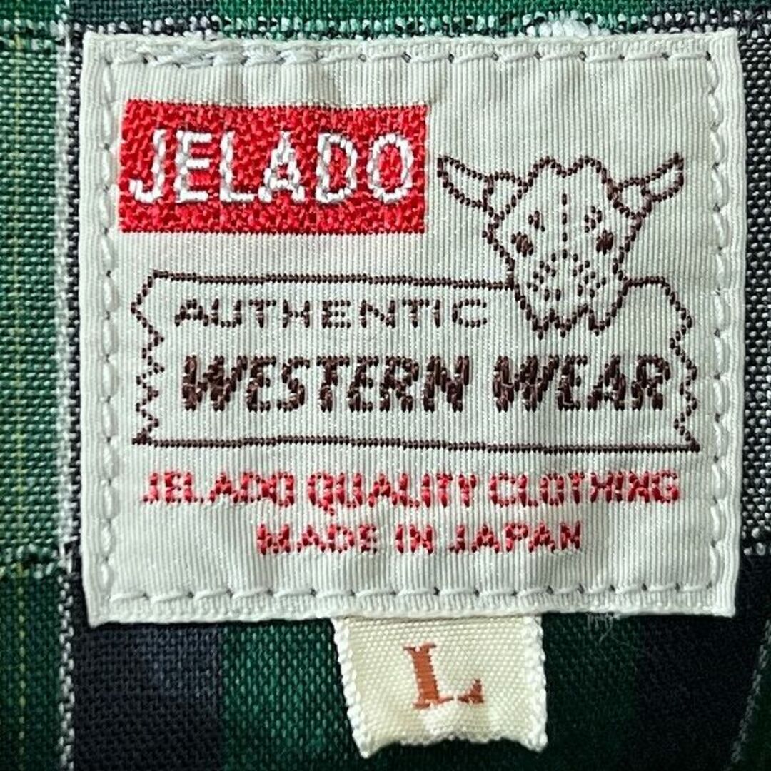 JELADO(ジェラード)の美品 ジェラード ショートホーン ドビーチェック ウエスタン シャツ 緑 L メンズのトップス(シャツ)の商品写真