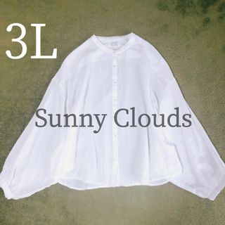 サニークラウズ(Sunny clouds（FELISSIMO）)のサニークラウズ　3L大きいサイズ　綿麻　ワイドスリーブブラウス　オフホワイト(シャツ/ブラウス(長袖/七分))