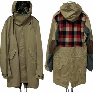 ジュンヤワタナベコムデギャルソン(JUNYA WATANABE COMME des GARCONS)のジュンヤワタナベ コムデギャルソンマン モッズコート 異素材切替 ベージュS(モッズコート)