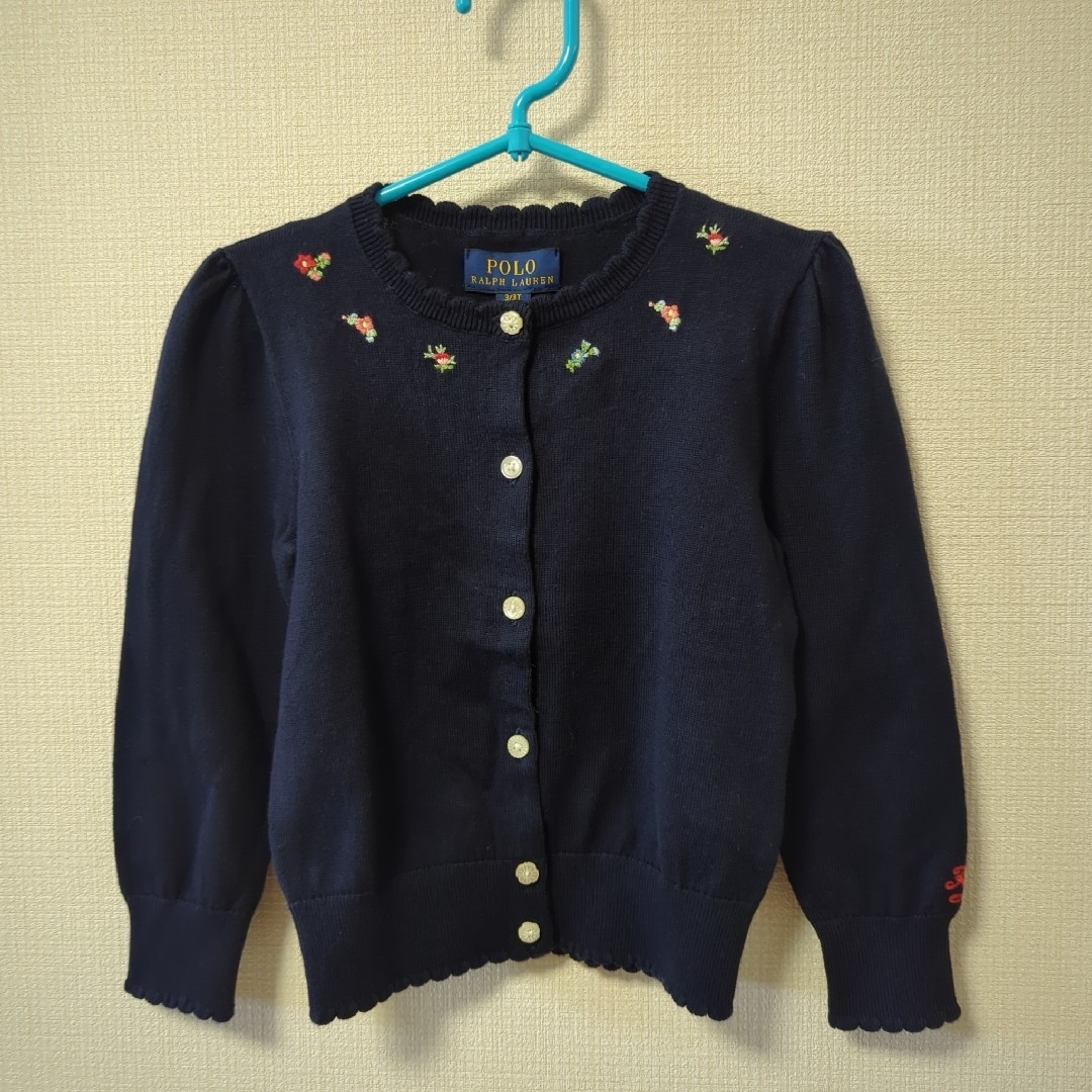 POLO RALPH LAUREN(ポロラルフローレン)の新品未使用・タグ付き・ポロラルフローレン・キッズカーディガン・女の子100・刺繍 キッズ/ベビー/マタニティのキッズ服女の子用(90cm~)(カーディガン)の商品写真