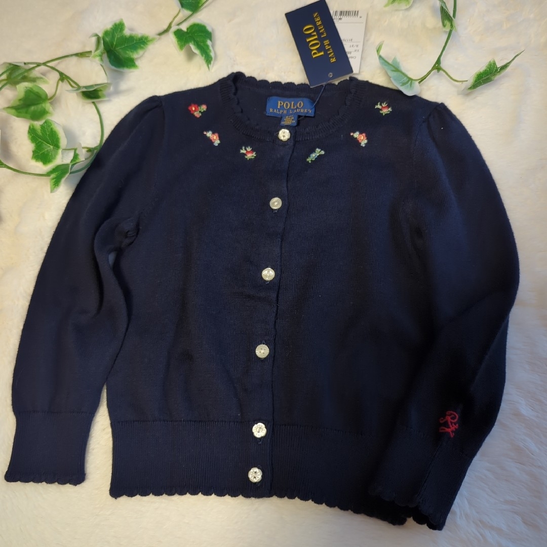 POLO RALPH LAUREN(ポロラルフローレン)の新品未使用・タグ付き・ポロラルフローレン・キッズカーディガン・女の子100・刺繍 キッズ/ベビー/マタニティのキッズ服女の子用(90cm~)(カーディガン)の商品写真