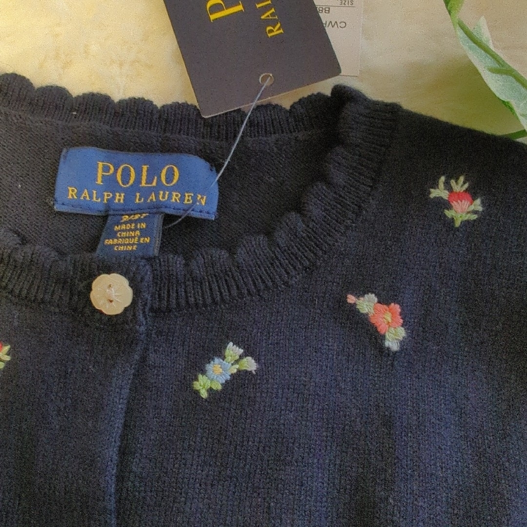 POLO RALPH LAUREN(ポロラルフローレン)の新品未使用・タグ付き・ポロラルフローレン・キッズカーディガン・女の子100・刺繍 キッズ/ベビー/マタニティのキッズ服女の子用(90cm~)(カーディガン)の商品写真