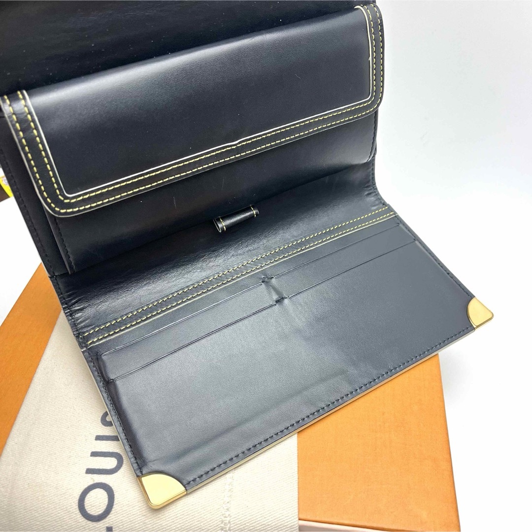 LOUIS VUITTON - 鑑定済 ルイヴィトン スハリ ブラック 3つ折長 LOUIS VUITTON - 鑑定済 ルイヴィトン スハリ ブラック 3つ折長