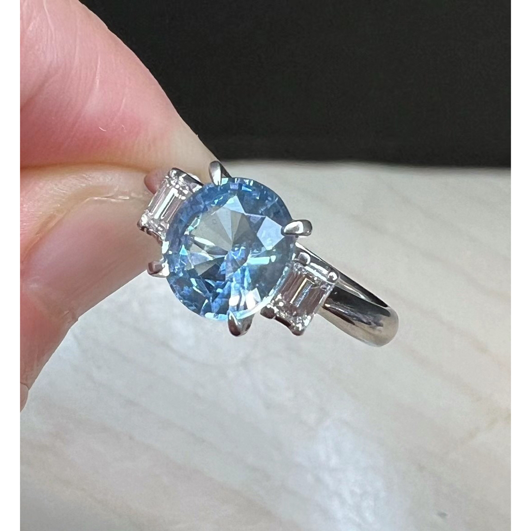 天然アクアマリン ダイヤ  リング1.87ct pt900 ¥ レディースのアクセサリー(リング(指輪))の商品写真