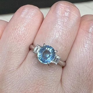 天然アクアマリン ダイヤ  リング1.87ct pt900 ¥(リング(指輪))