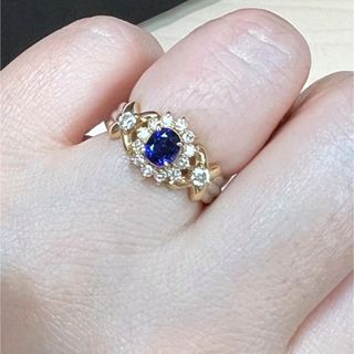 天然 ブルーサファイア ダイヤ リング0.7ct pt900/k18 r(リング(指輪))