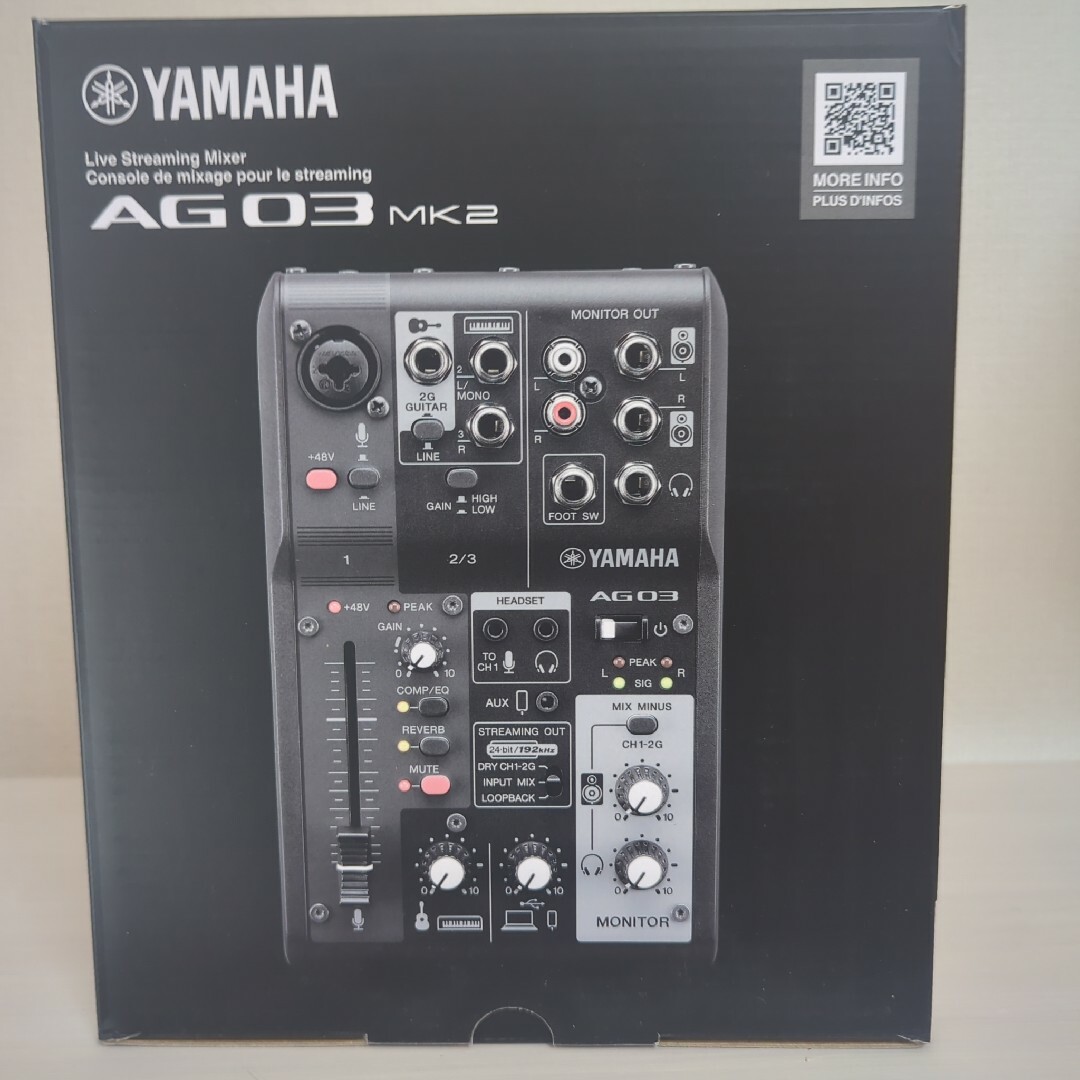 ヤマハ(ヤマハ)のYAMAHA AG03MK2 B ヤマハ ライブストリーミングミキサー 楽器のレコーディング/PA機器(ミキサー)の商品写真