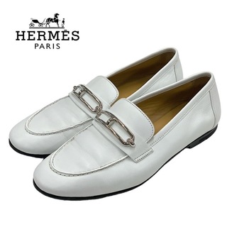 エルメス(Hermes)のエルメス HERMES コレット ローファー 革靴 モカシン フラットシューズ 靴 シューズ レザー ホワイト 白(ローファー/革靴)