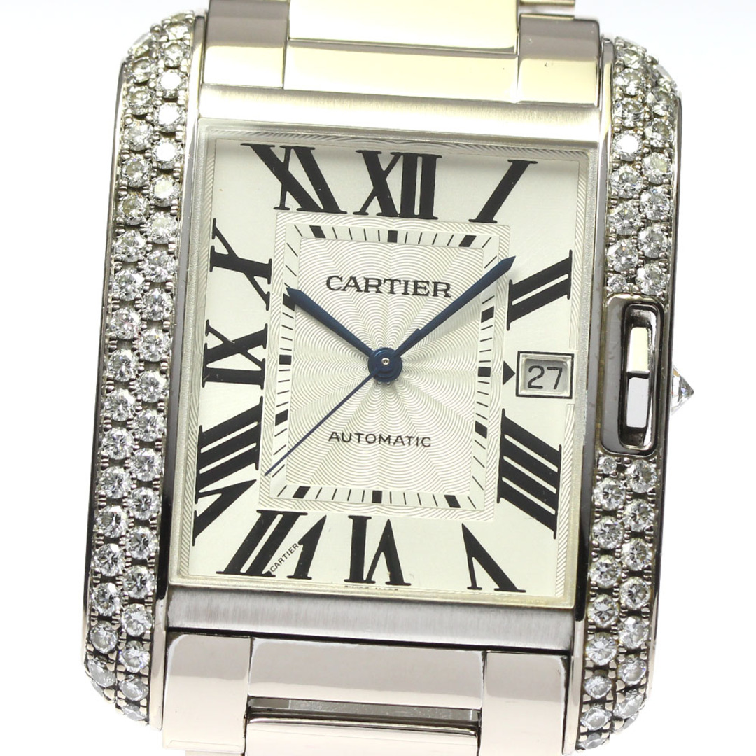 Cartier(カルティエ)のカルティエ CARTIER WT100010 タンクアングレーズ K18WG サイドダイヤ 自動巻き レディース 美品 _792372 レディースのファッション小物(腕時計)の商品写真