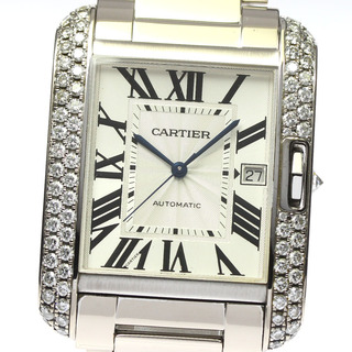 カルティエ(Cartier)のカルティエ CARTIER WT100010 タンクアングレーズ K18WG サイドダイヤ 自動巻き レディース 美品 _792372(腕時計)