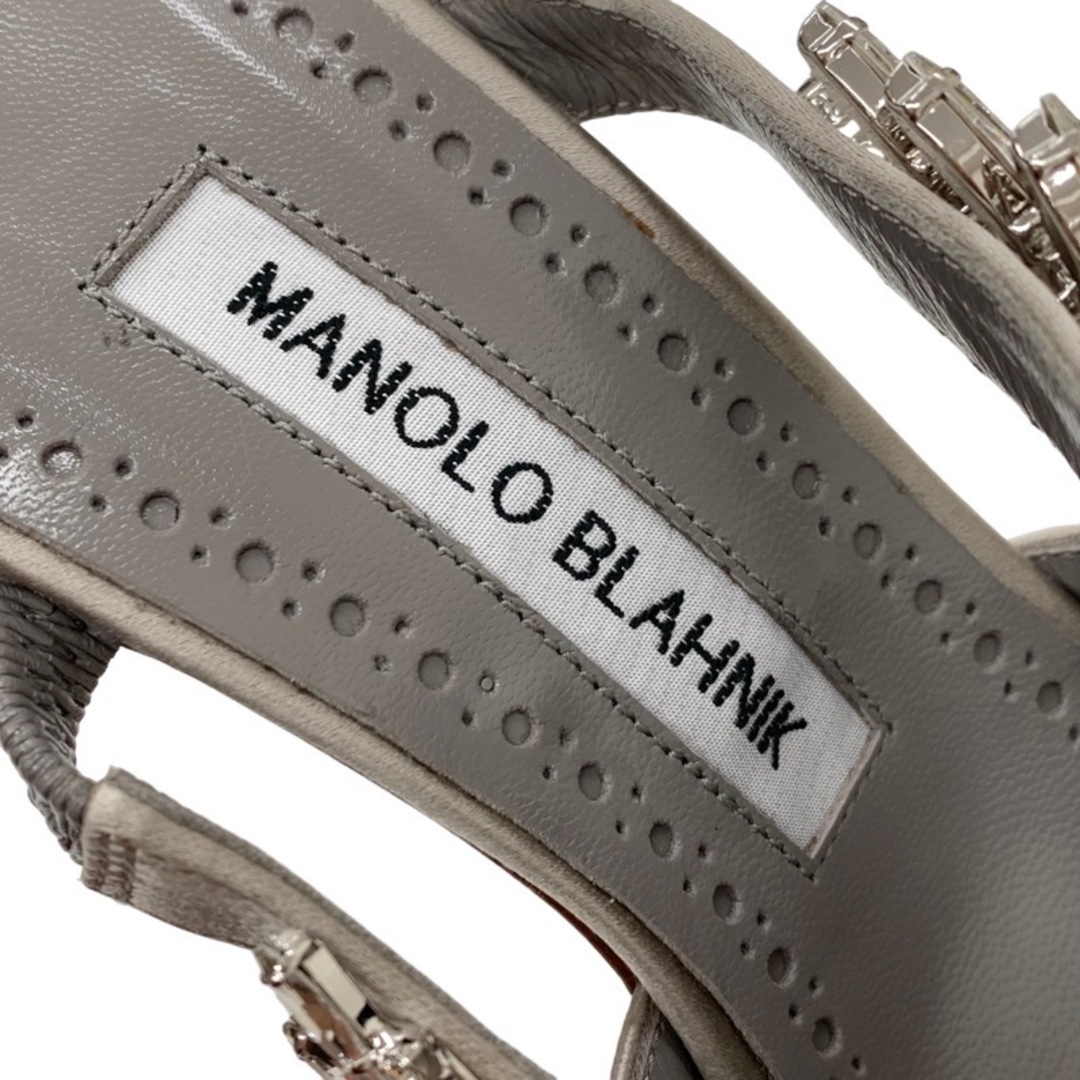 MANOLO BLAHNIK(マノロブラニク)のマノロブラニク MANOLO BLAHNIK パンプス ミュール パーティーシューズ ウェディングシューズ ビジュー サテン グレー レディースの靴/シューズ(ハイヒール/パンプス)の商品写真