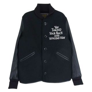 ヒステリックグラマー(HYSTERIC GLAMOUR)のHYSTERIC GLAMOUR ヒステリックグラマー 16AW 0163AB07 WALKED WAY 袖ラムレザー 裏ボア スタジャン スタジアム ジャケット ブルゾン ブラック系 S【中古】(スタジャン)