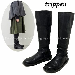 trippen - トリッペン ロング ブーツ NORDIC 36 シボ革 黒 ジップ ノルディック