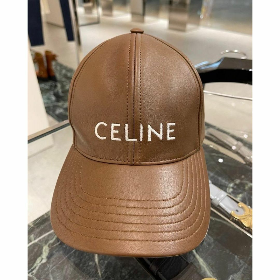 新品未使用 セリーヌ CELINE ブラウン ラムスキン キャップ